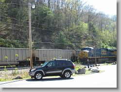 At the drop in point.  Train tracks opposite the river.